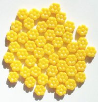 50 8mm Opaque Yellow AB Lustre Flower Beads